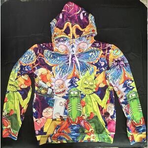 Rick and Morty Hoodie 3D All Over Print Harajuku Pullover Hoodie Size Large